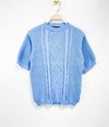 Blauwe gebreide top met korte mouwen, zacht en comfortabel voor dagelijks gebruik (uni size).
