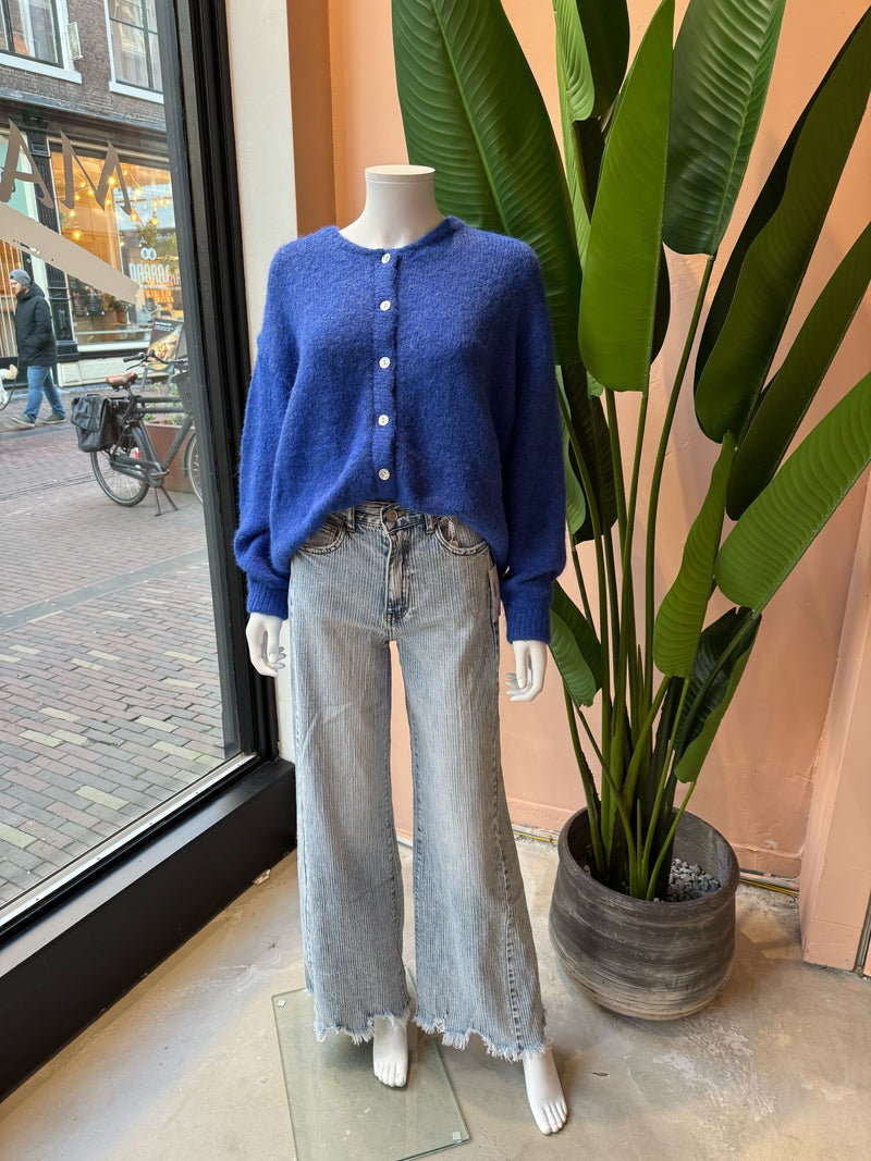 Elegante blauwe vest met knopen van premium stof, luxe en comfortabel voor elke gelegenheid.