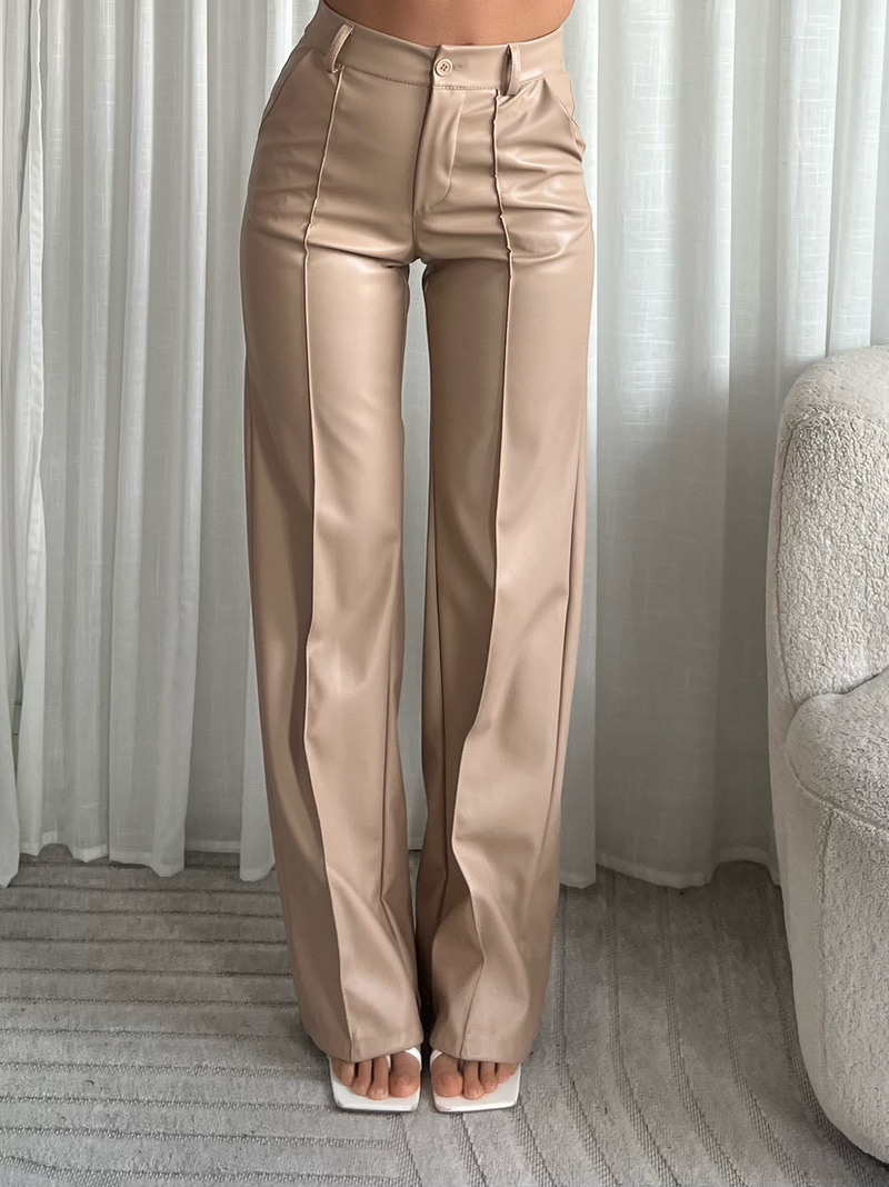 Taupe Italiaanse broek met moderne pasvorm – stijlvol en veelzijdig