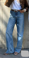 Stijlvolle wijde pijpen high waist spijkerbroek van 96% katoen, perfect voor casual of chique outfits.