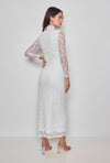 Luxe witte maxi-jurk van 95% katoen met kanten details en transparante mouwen, ideaal voor bruiloften en zomerse feesten.